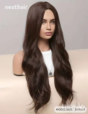 Кафява чуплива перука на път, снимка 4 - Аксесоари за коса - 50340544