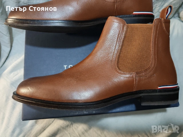 Стилни мъжки кларкове от естествена кожа TOMMY HILFIGER №43, снимка 8 - Мъжки боти - 53070746
