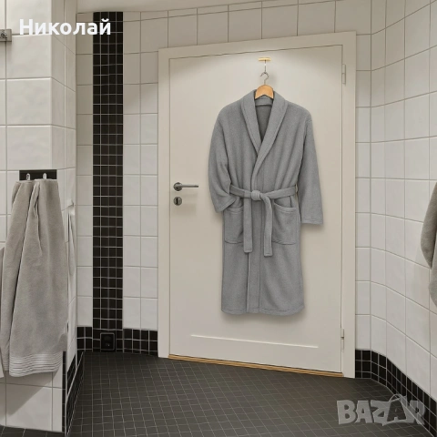Дамски хотелски халат, класически, удобен, топъл, с връзки, мек, сив, снимка 4 - Други - 53214005