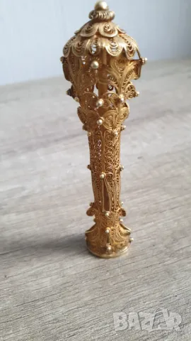 Стара сребърна филигранна заготовка за печат с позлата, снимка 6 - Други ценни предмети - 47351344