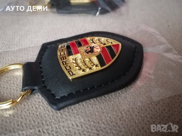 Качествен черен и тъмно- кафяв кожен ключодържател с цветна метална  емблема на Порше Porsche, снимка 7 - Аксесоари и консумативи - 35648142