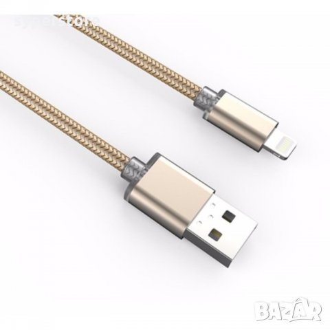 Кабел Lightning към USB за iPhone 5 iPhone 6 iPhone 7 Ldnio LS08 SS000060 -1м Gold метални букси ver, снимка 3 - USB кабели - 18643075