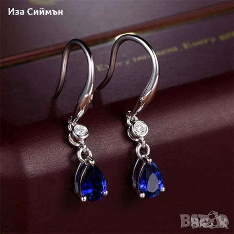 Сребърни обици с аметист и кристали, снимка 7 - Обеци - 34254040