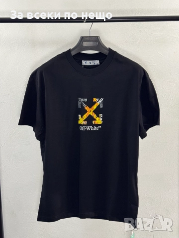 Off White Мъжка Черна Тениска Със Щампа Отпред И Отзад👕Мъжка Блуза С Къс Ръкав Код V.B.27