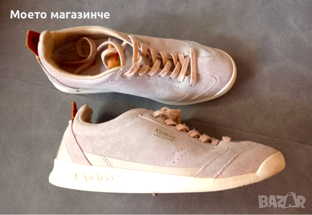 Kickers дамски кецове от естествен велур, цвят пудра – № 38,5