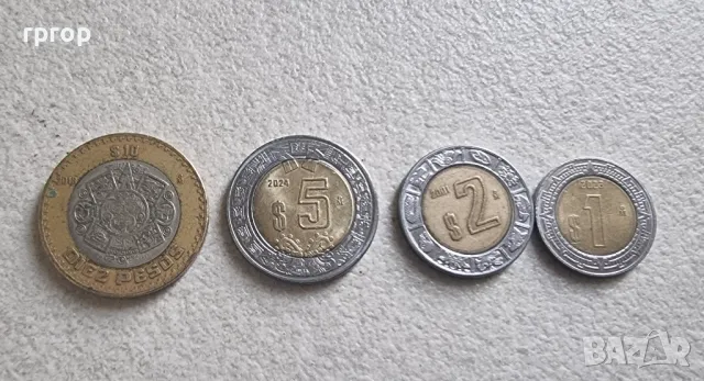 Монети. Мексико. 1, 2, 5 , 10 мексиканско песо., снимка 1