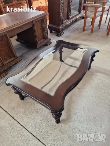 Масивна Холна Маса със Стъкло-внос от Германия!, снимка 3 - Маси - 49388838