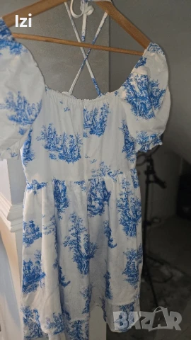 УНИКАЛНА ЛЯТНА РОКЛЯ В СИНЬО И БЯЛО, снимка 3 - Рокли - 51246393