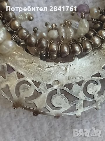 Старинни сребърни италиански обеци с перли и аметисти, снимка 9 - Обеци - 44110370