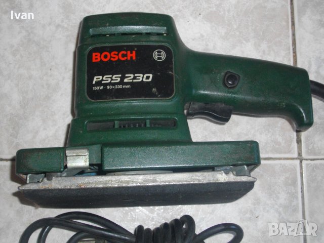 ЗА РЕМОНТ-ЗА ЧАСТИ-Bosch PSS230-Швейцарски Виброшлайф-Бош-Правоъгълен-150 Вата-93х230мм, снимка 12 - Други инструменти - 33162145