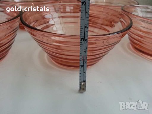 Ретро стъклени купички цветно розово стъкло 53г, снимка 3 - Антикварни и старинни предмети - 28614899