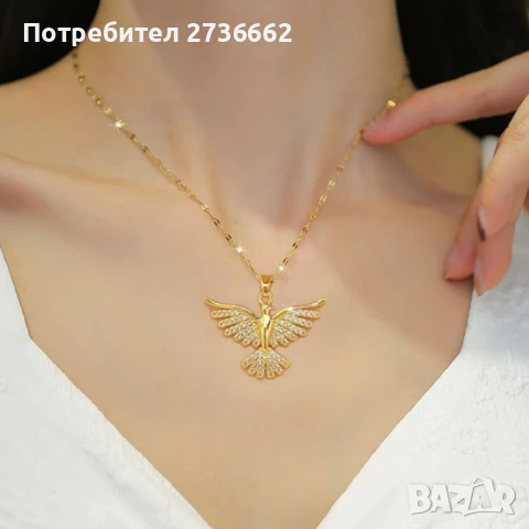 Позлатено колие " Феникс ", снимка 6 - Колиета, медальони, синджири - 51152389