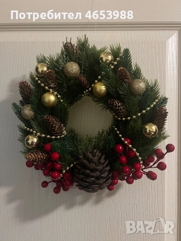 Коледен венец, изработен на ръка 🎄✨, снимка 3 - Декорация за дома - 52447994