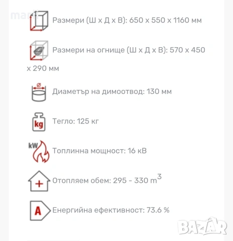 Камина на твърдо гориво Прити 16 kw, снимка 5 - Други - 53455805