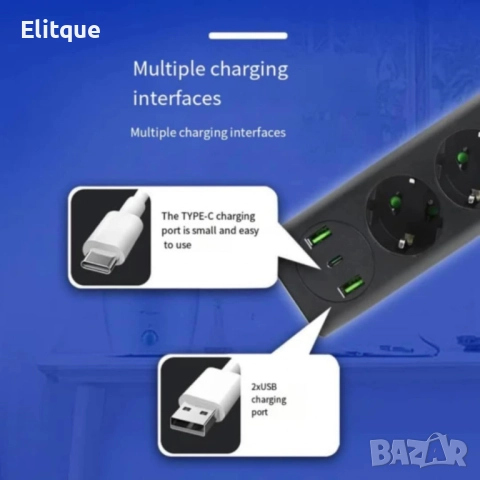 Многофункционален разклонител с USB портове и супер защита от претоварване, снимка 7 - Други стоки за дома - 52778146
