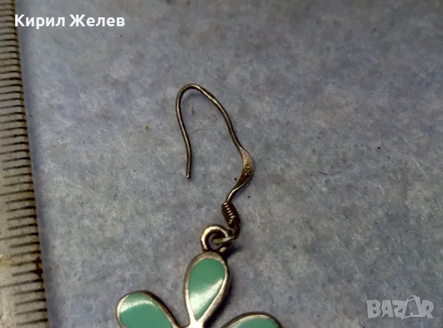 СВЕЖАРСКА ФЛОРАЛНА ЕМАЙЛИРАНА СРЕБЪРНА ОБЕЦА ЦВЕТЕ СРЕБРО 925 ПРОБА 48628, снимка 5 - Обеци - 49732827