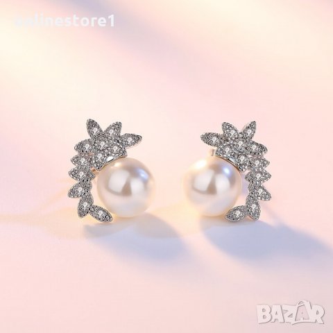 Сребърни Обеци Кокетна перла BJ401, снимка 3 - Обеци - 32814773