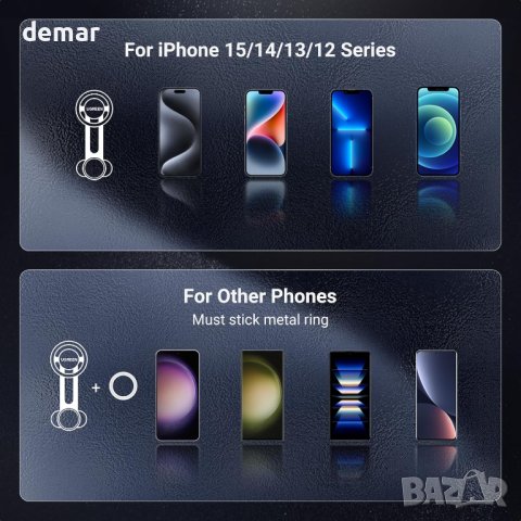 UGREEN Магнитна стойка за телефон за кола, съвместима с калъф MagSafe iPhone 12-15 Pro Max Plus Mini, снимка 5 - Аксесоари и консумативи - 43930060