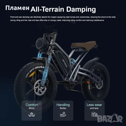 Ново!! Електрически велосипед Jansno X50 750W 48V/17Ah!! 45 км.ч., снимка 8 - Велосипеди - 50409492