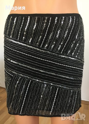 С / М America Today Нова Дамска Къса Пола Черна Бродерия Мъниста Паети Лятна Клубна, снимка 3 - Поли - 28776204