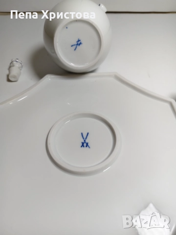 Колекционерски комплект за ликьор от немски порцелан Meissen , снимка 7 - Сервизи - 52596017