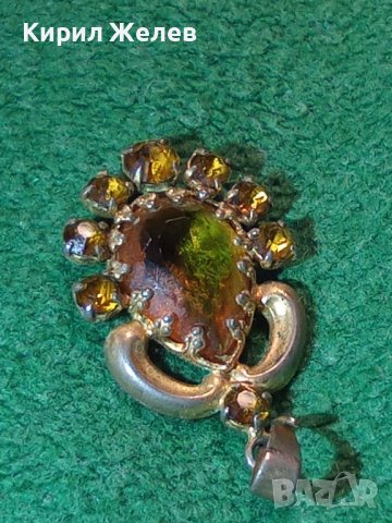 СТАР БРОНЗОВ ПОЗЛАТЕН СКЪПОЦЕНЕН АРТ ДЕКО ПЕНДАНТ с КАМЪНИ ЦИТРИН РЕТРО БИЖУ МЕДАЛЬОН 71351, снимка 12 - Антикварни и старинни предмети - 35664017