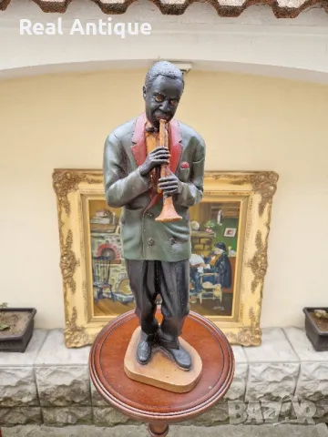 Чудесна антикварна колекционерска холандска фигура статуетка музикант , снимка 3 - Статуетки - 50166717