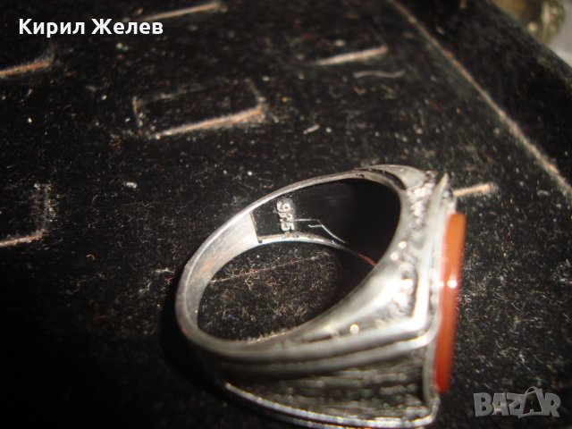 МАЙСТОРСКИ СРЕБЪРЕН МАСИВЕН ПРЪСТЕН с ШЛИФОВАН КАРНЕОЛ ОКСИДИРАНО СРЕБРО 925 ЮВЕЛИРНА ИЗРАБОТА 22380, снимка 4 - Пръстени - 33045520