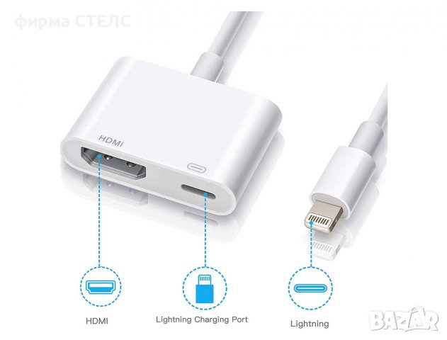 Преходник STELS, Кабел от Lightning към HDMI за iPhone, iPad, iPod, снимка 4 - Аксесоари за Apple - 40191590