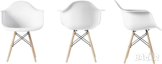 Комплект от 4 трапезни стола, Модерен пластмасов, от средата на века, снимка 6 - Столове - 48970009