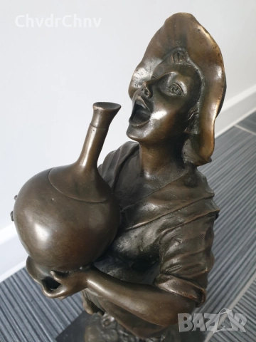 40см-6кг Barbella статуетка/стара италианска бронзова скулптура/фигура на момче пиещо от стомна, снимка 6 - Статуетки - 52804196