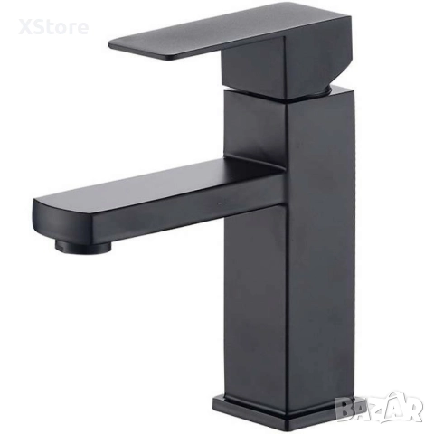 Смесител за мивка неръждаема стомана, керамичен патрон, едноръкохватков, черен