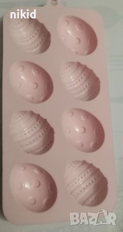 8 средни яйца яйце силиконов молд форма калъп фондан шоколад гипс бонбони декор, снимка 2 - Форми - 39643131