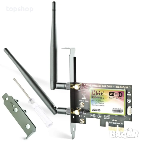 Нова Ubit AX WiFi 6 карта, двубандова, 3000 Mbps AX200 за настолен компютър, Bluetooth 5.1 | MU-MIMO