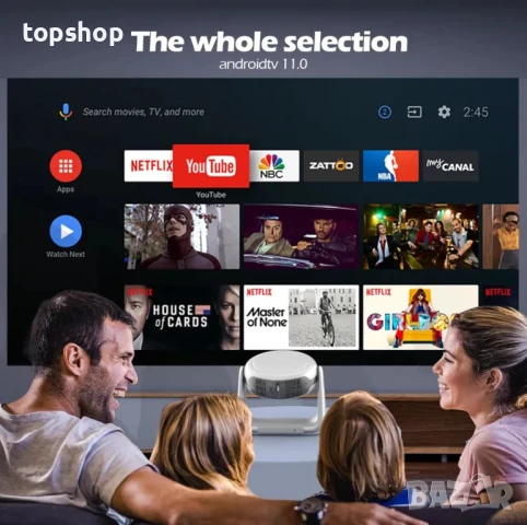 Нов, пълен комплект с мека чанта 4K проектор НА БЪЛГАРСКИ с батерия и Андроид EUARY. Авто фокус..., снимка 8 - Плейъри, домашно кино, прожектори - 50525750