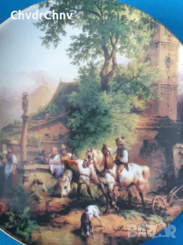 4бр Wilhelmsburg австрийска колекционерска декоративна порцеланова чиния-картина/селски пейзажи, снимка 2 - Картини - 48126466