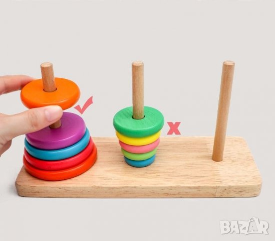  Ханойска кула - логическа игра за малки и големи; подарък за дете, момче момиче, снимка 4 - Игри и пъзели - 37767646