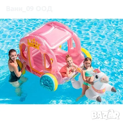 Надуваема розова каляска с кон, снимка 3 - Надуваеми играчки - 49740755
