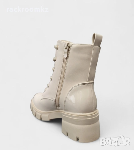 Дамски боти с цип и връзки в бежово B4170-2 beige, снимка 3 - Дамски боти - 52469908