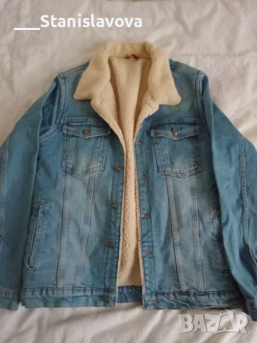 Елегантно мъжко дънково яке с подплата 