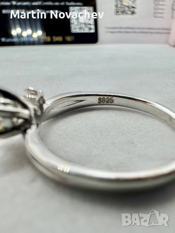 Сребърен пръстен с мойсанит (Диамант) 0.5 карата , снимка 9 - Пръстени - 52176971