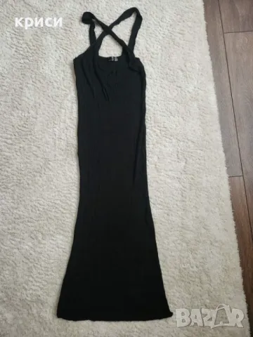 Дамска дълга черна рокля плетиво S размер