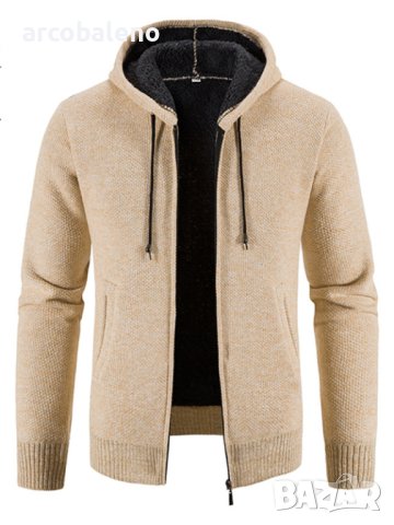 Ежедневно мъжко плетено яке с качулка и цип, 5цвята, снимка 7 - Якета - 43563868