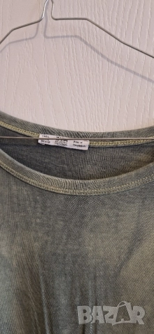 Дамска къса рокля с къс ръкав ЗАРА тип туника размер: М/Л материя: памук цвят: тъмно зелена прикрива, снимка 2 - Рокли - 52155697