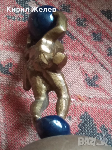 Бронзова статуетка атлас настройка на стенен часовник 50706, снимка 3 - Антикварни и старинни предмети - 53393088