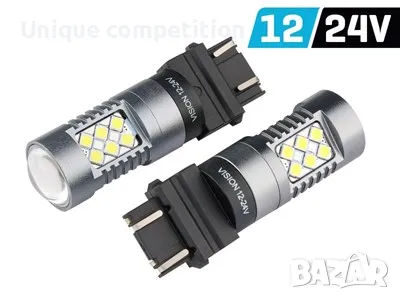 Лед крушки P27/7W (T25q) 12/24V 24x 3030 SMD CANBUS, бяла