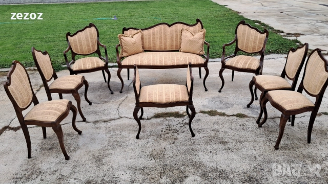 Комплект ретро махагонов масив, снимка 2 - Столове - 52848327