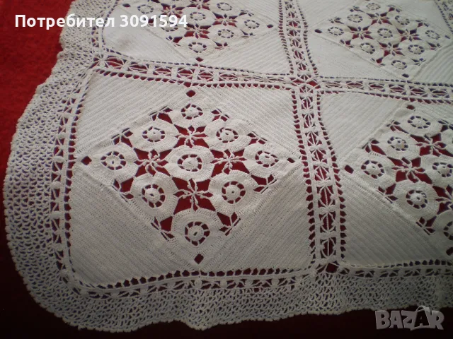  Ретро плетена на една кука покривка в цвят капучино 95 см на 128 см