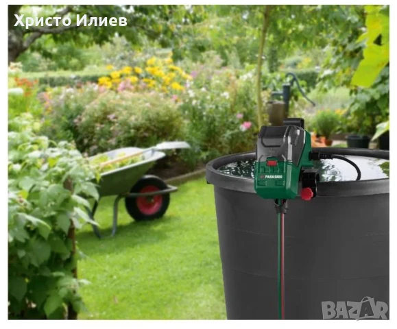 Акумулаторна помпа за дъждовна вода Parkside 12V с батерия и зарядно Парксайд, снимка 6 - Други инструменти - 51328837