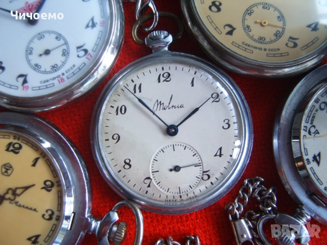 Стари оригинални механични джобни часовници Молния СССР, снимка 5 - Антикварни и старинни предмети - 52248666